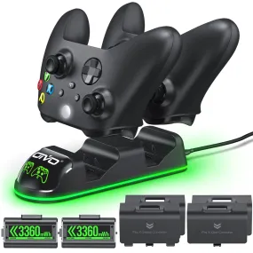 Charger Station with 2 Packs 3360mWh Rechargeable Battery for Xbox Series X/S/One/Elite/Core Controller