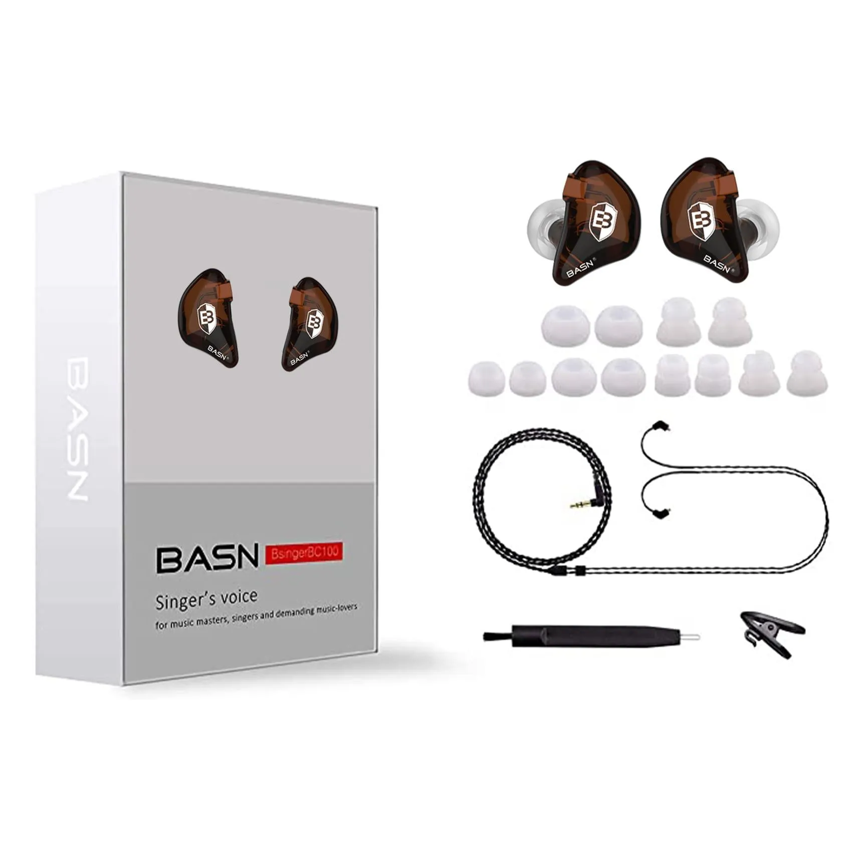 Clearance Sale-BASN Bsinger BC100 In-Ear Monitor Headphones (Brown)