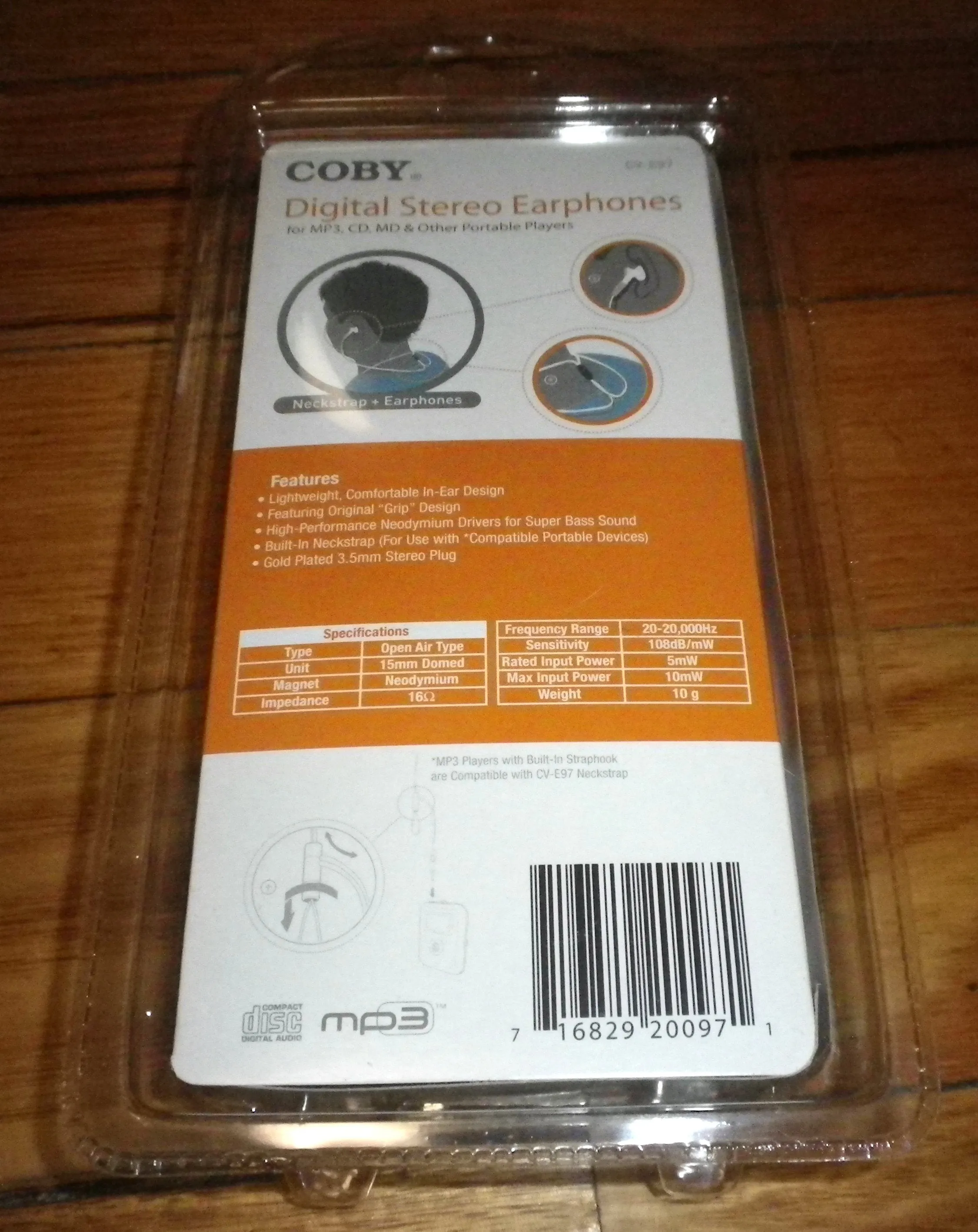 Coby Digital Stereo Earphones with NeckStrap & 3.5mm Plug - Part # CV-E97WH