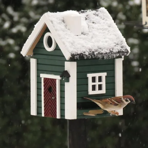 Combined Bird House and Bird Feeder Green Cottage