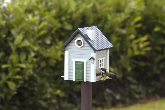 Combined Bird House and Bird Feeder Grey Cottage