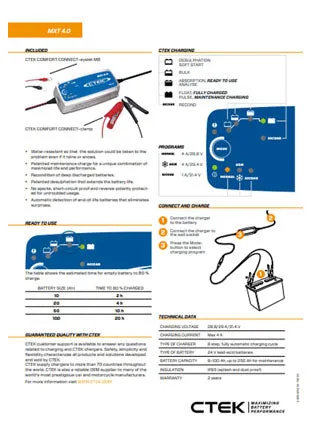 CTEK MXT 4.0 UK 24V Battery Charger   2 Years Warranty (Barcode: 7350009567787 )