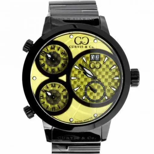 Curtis & Co. BIG Time World 57mm Yellow Dial Watch