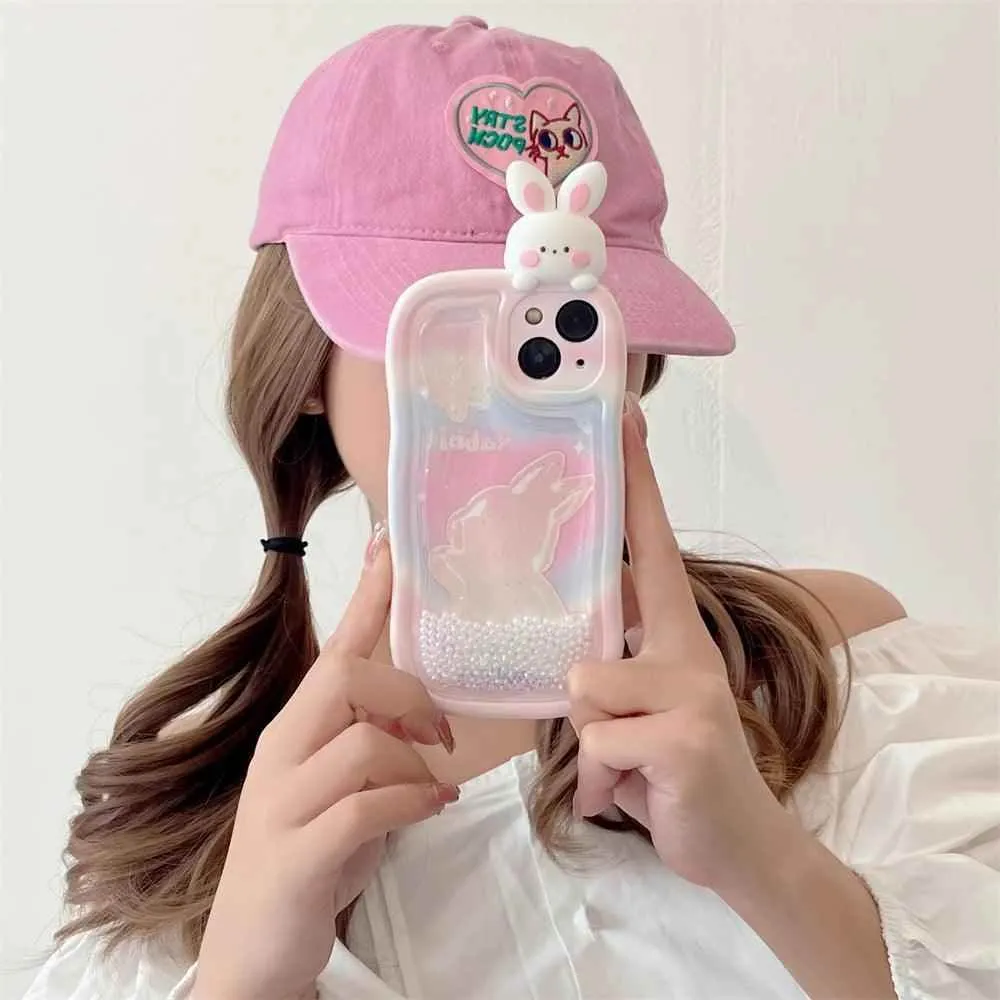 Cute Phone Cases: 3D Rabbit Quicksand Glitter Silicone for iPhone 11-15 Pro Max - TSP291