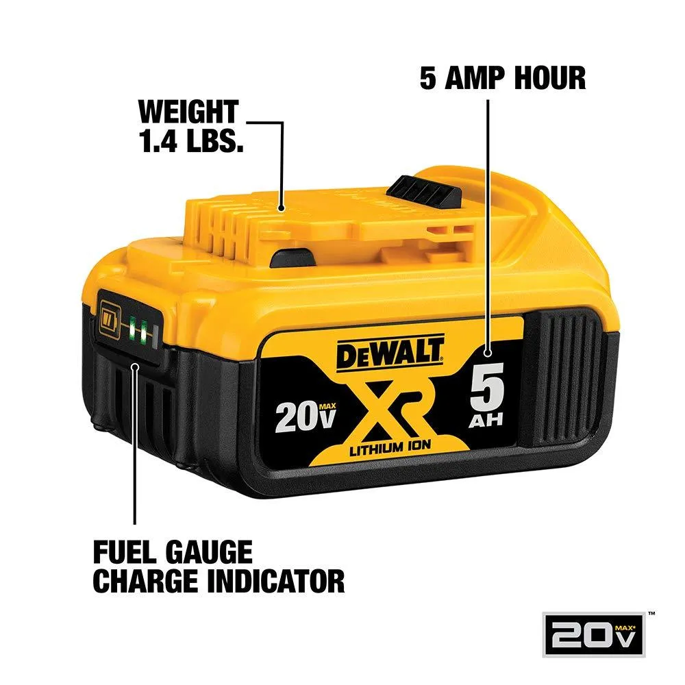 DEWALT 20V Max XR 20V Battery, 5.0-Ah, 2-Pack.