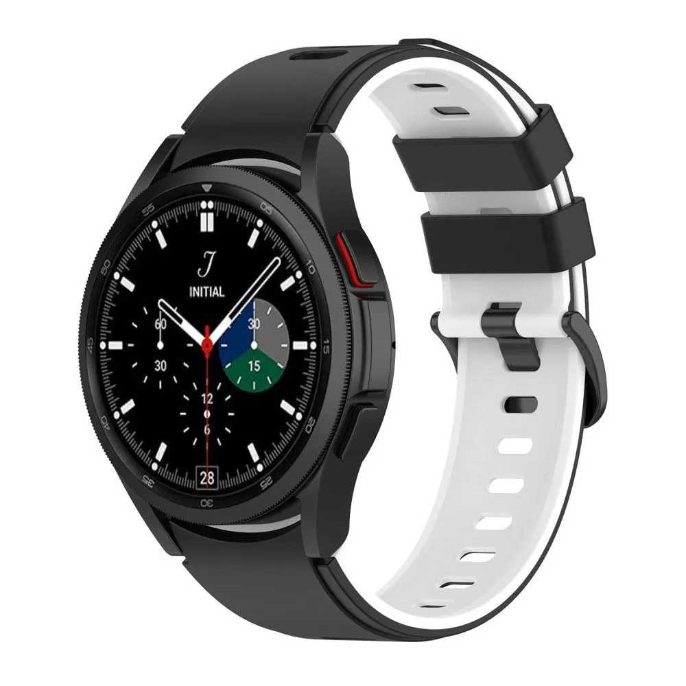 Dual color silicone watch strap for Samsung Galaxy Watch - Black / White