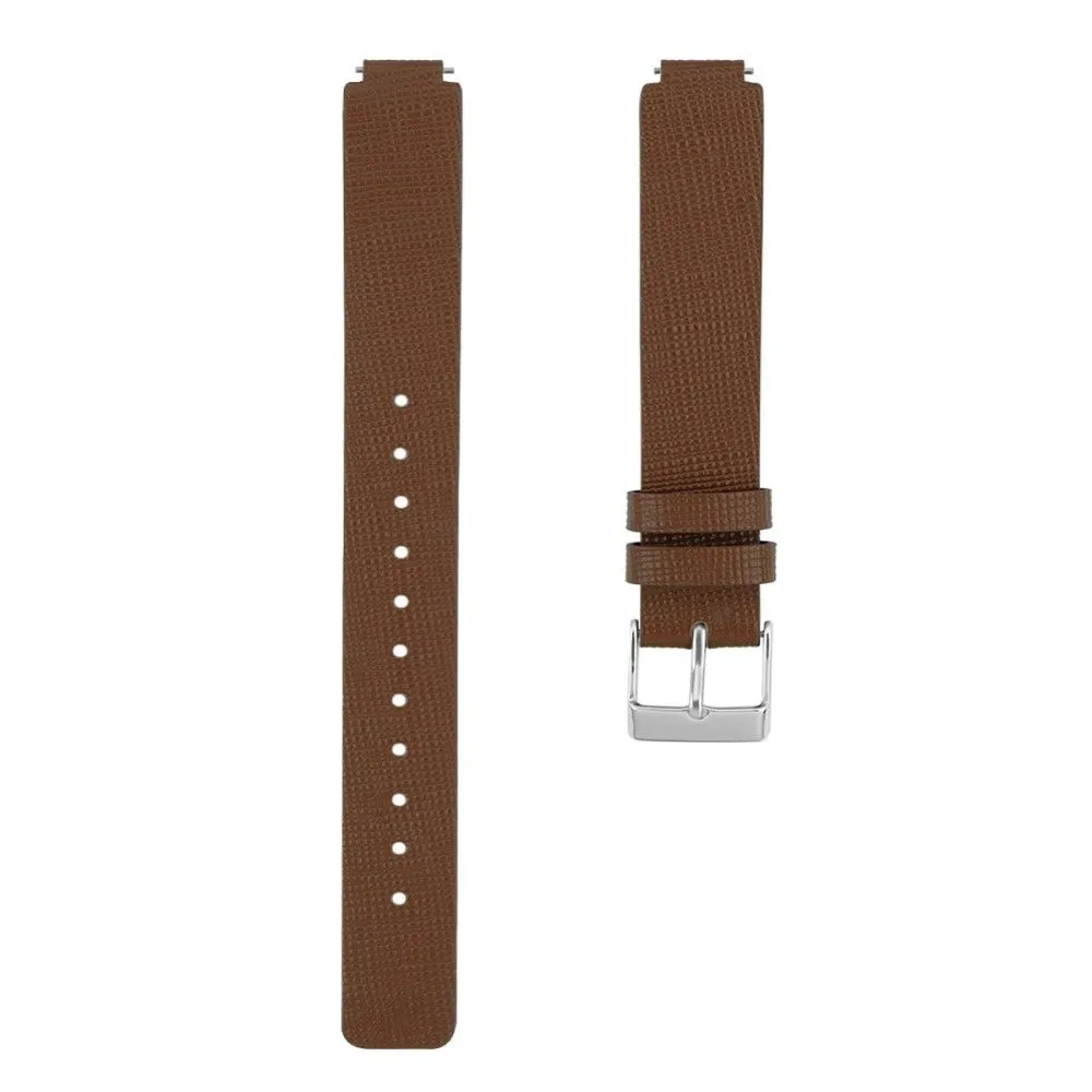 Fitbit Inspire / Inspire HR square pattern genuine leather watch strap - Brown / Size: S