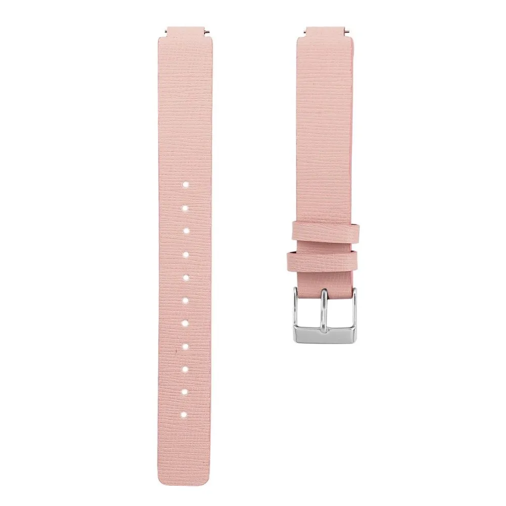 Fitbit Inspire / Inspire HR square pattern genuine leather watch strap - Pink / Size: L