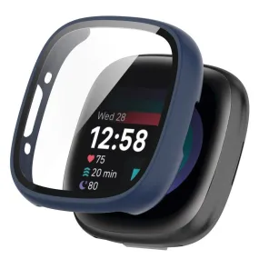 Fitbit Versa 4 / Sense 2 Hård Plast Cover m. Indbygget Skærmbeskyttelse - Blå