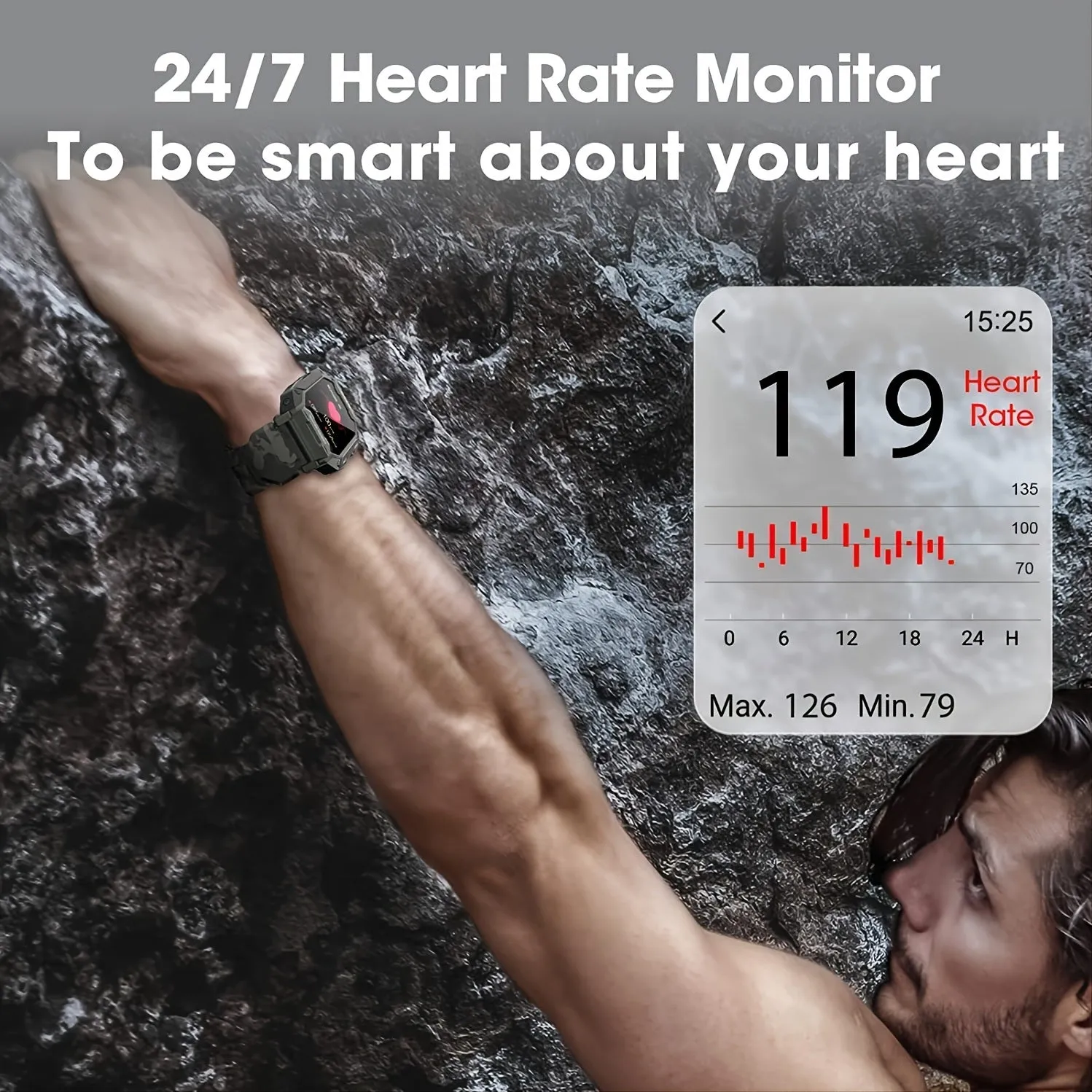 Fitness Tracker With Blood Pressure Tactical Smartwatch