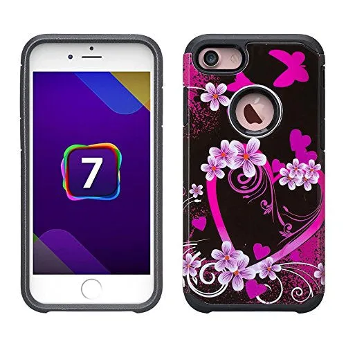 For iPhone 6S Case / 6 Case | Slim Hybrid Dual Layer Armor[Shock/Impact Resistant] Case for Apple Iphone 6S/6 - Heart Butterflies