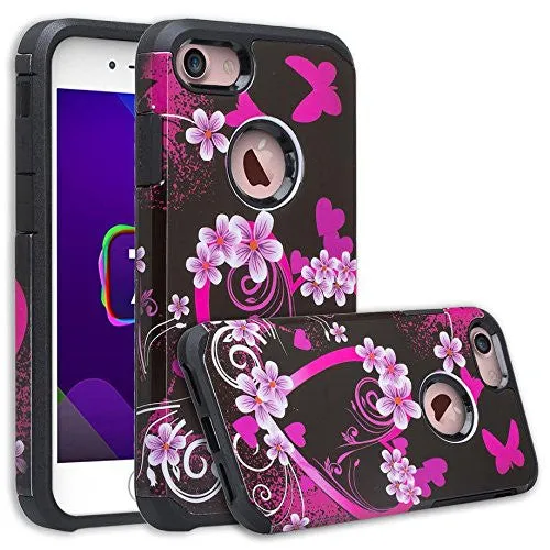 For iPhone 6S Case / 6 Case | Slim Hybrid Dual Layer Armor[Shock/Impact Resistant] Case for Apple Iphone 6S/6 - Heart Butterflies