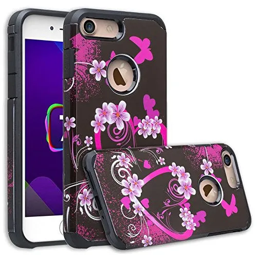 For iPhone 6S Plus Case / 6 Plus Case | Slim Hybrid Dual Layer Armor[Shock/Impact Resistant] Case for Apple Iphone 6S/6 Plus - Heart Butterflies