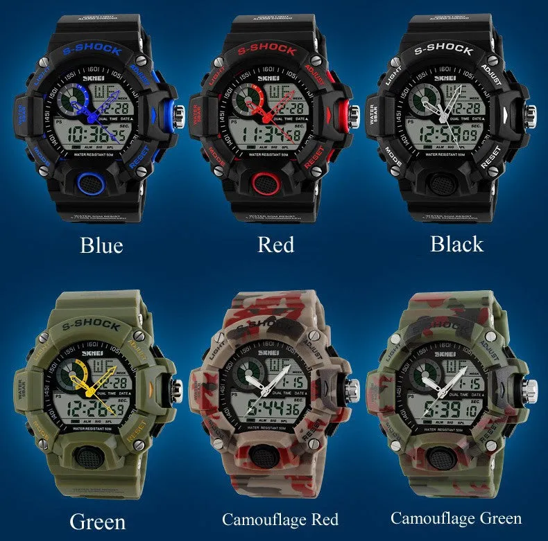 G Style Quartz Digital Camo Watch Men Dual Time Man Sports Watches Men Luxury Skmei S Shock Military Army