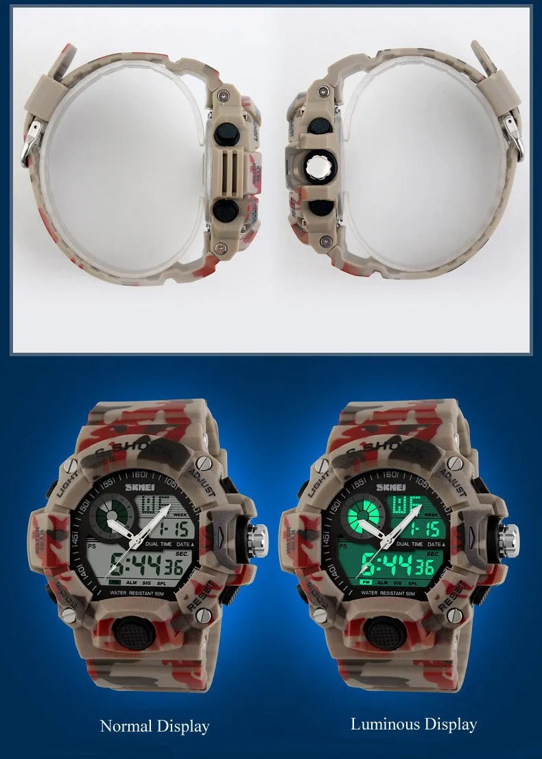 G Style Quartz Digital Camo Watch Men Dual Time Man Sports Watches Men Luxury Skmei S Shock Military Army