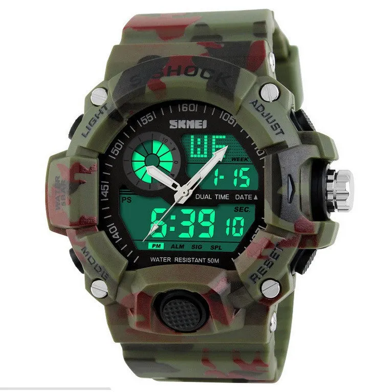 G Style Quartz Digital Camo Watch Men Dual Time Man Sports Watches Men Luxury Skmei S Shock Military Army