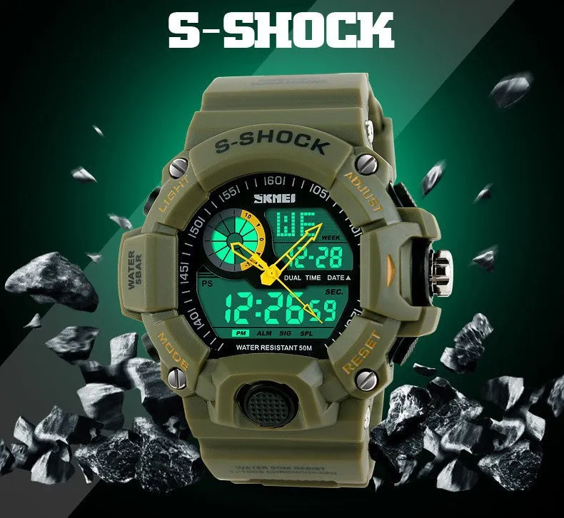 G Style Quartz Digital Camo Watch Men Dual Time Man Sports Watches Men Luxury Skmei S Shock Military Army