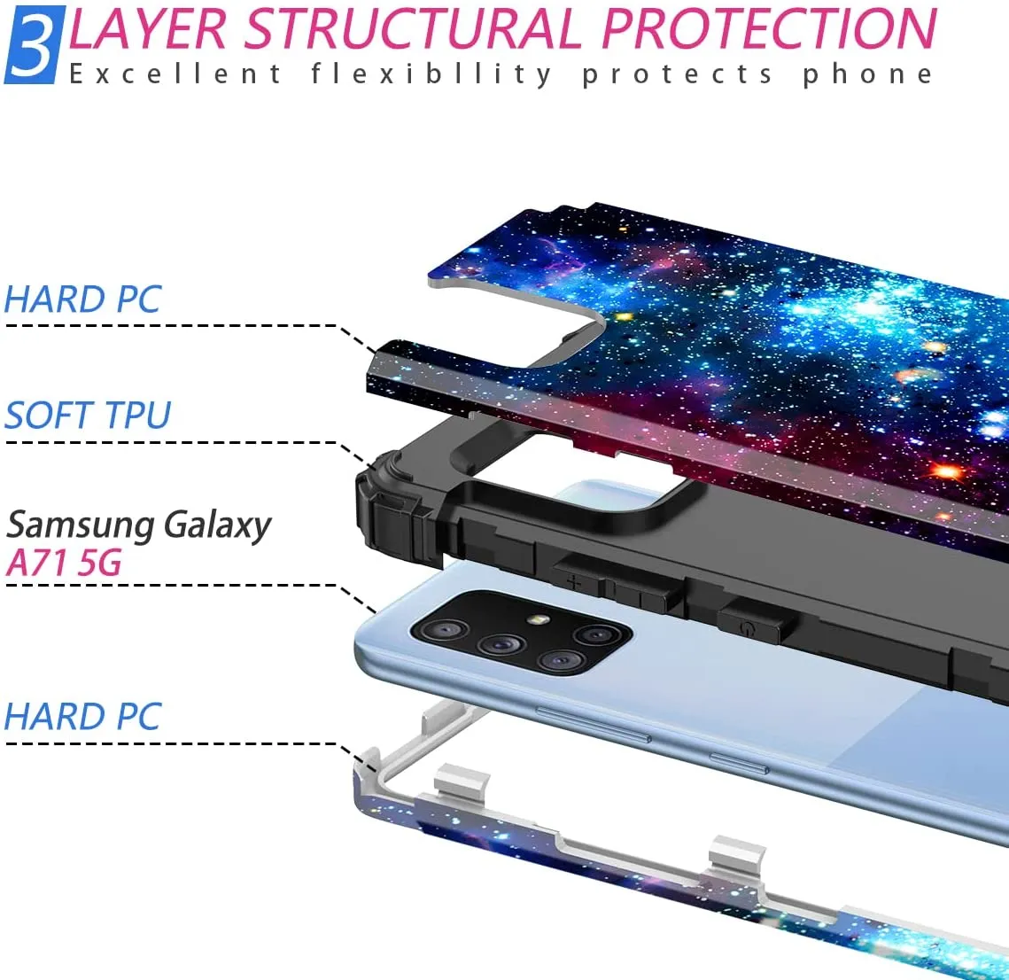 Galaxy A71 5G Glow in The Dark Heavy Duty Shockproof Case