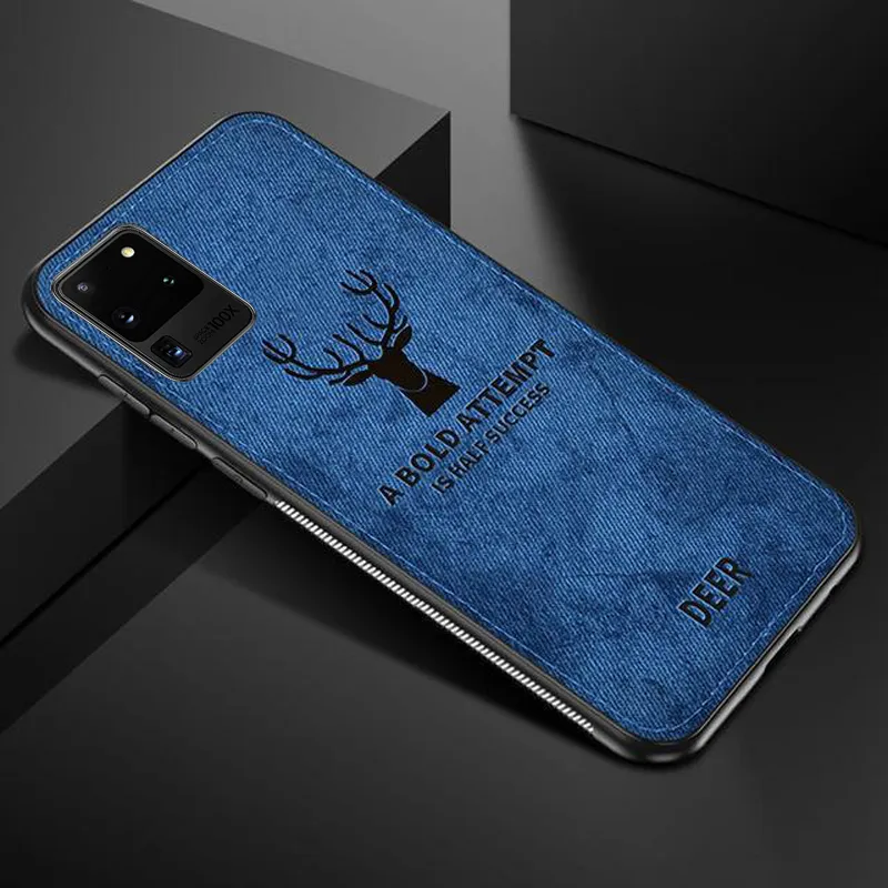 Galaxy S20 Ultra Deer Print Cloth Textured Inspirational Soft Case