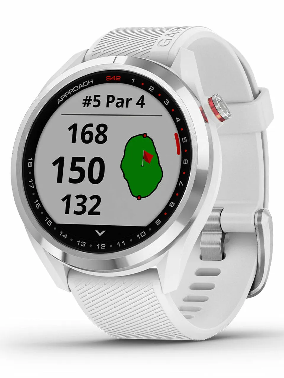 Garmin Approach S42 GPS Polished Silver/White Band