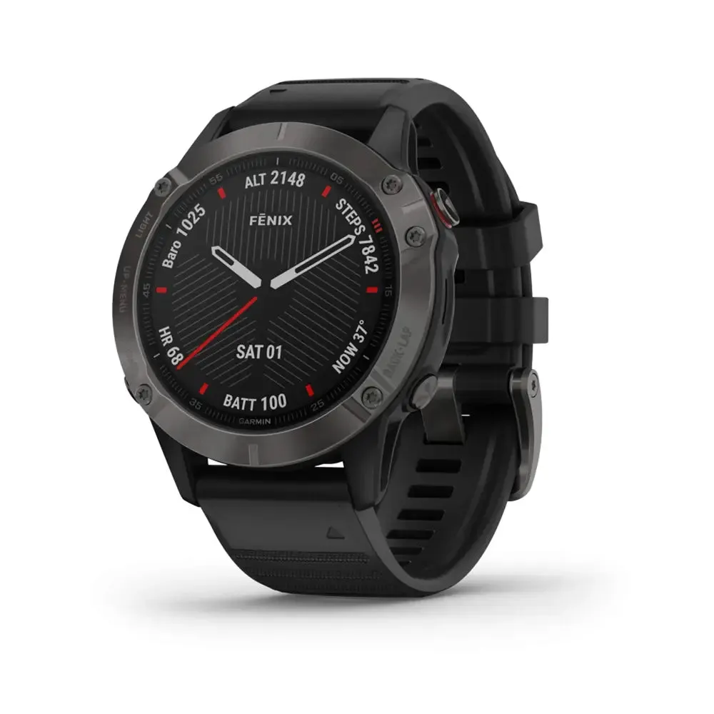 Garmin Carbon-Graphite fenix 6 Sapphire Carbon Gray DLC with Black Band Wrist