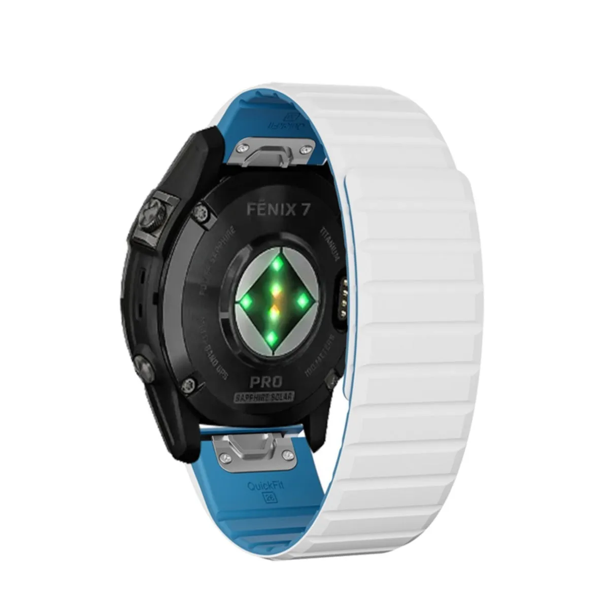 Garmin Fenix 5X Plus Magnetic Silicone Dual Color Bracelet with 26mm quick release (joint circumference: 170-230mm) - White / Blue