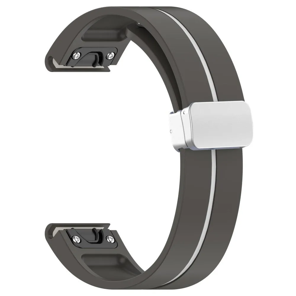 Garmin Fenix 6S silicone sports bracelet with magnetic clasp - gray / white