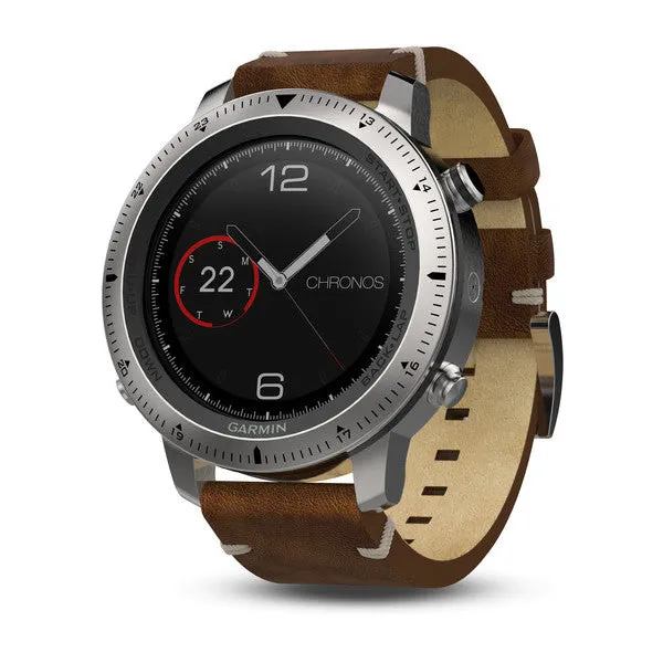 Garmin Fenix Chronos Multi Sport Smartwatch Steel With Leather Band