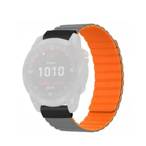 Garmin Quantix 6x Solar Silicone Sport Magnetic Wristband - Gray / Orange