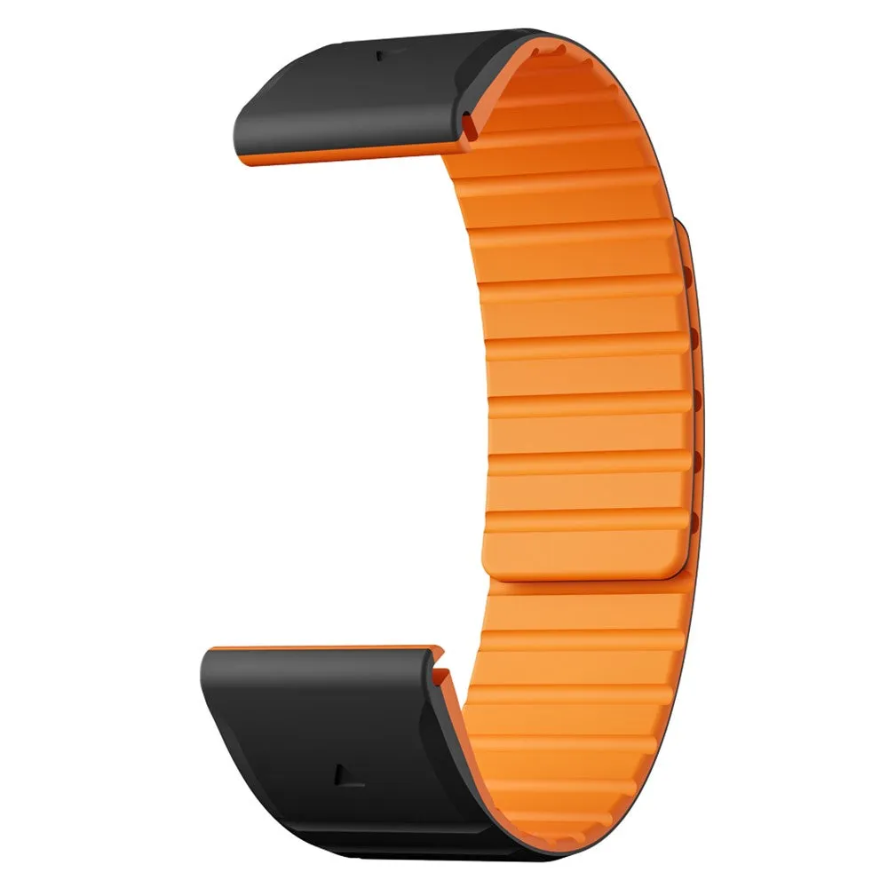 Garmin Quatix 6 Magnetic Silicone Dual Color Bracelet with 22mm quick release (joint circumference: 170-230mm) - Black / Orange