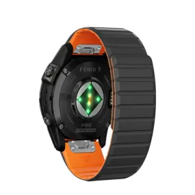 Garmin Quatix 6 Magnetic Silicone Dual Color Bracelet with 22mm quick release (joint circumference: 170-230mm) - Black / Orange