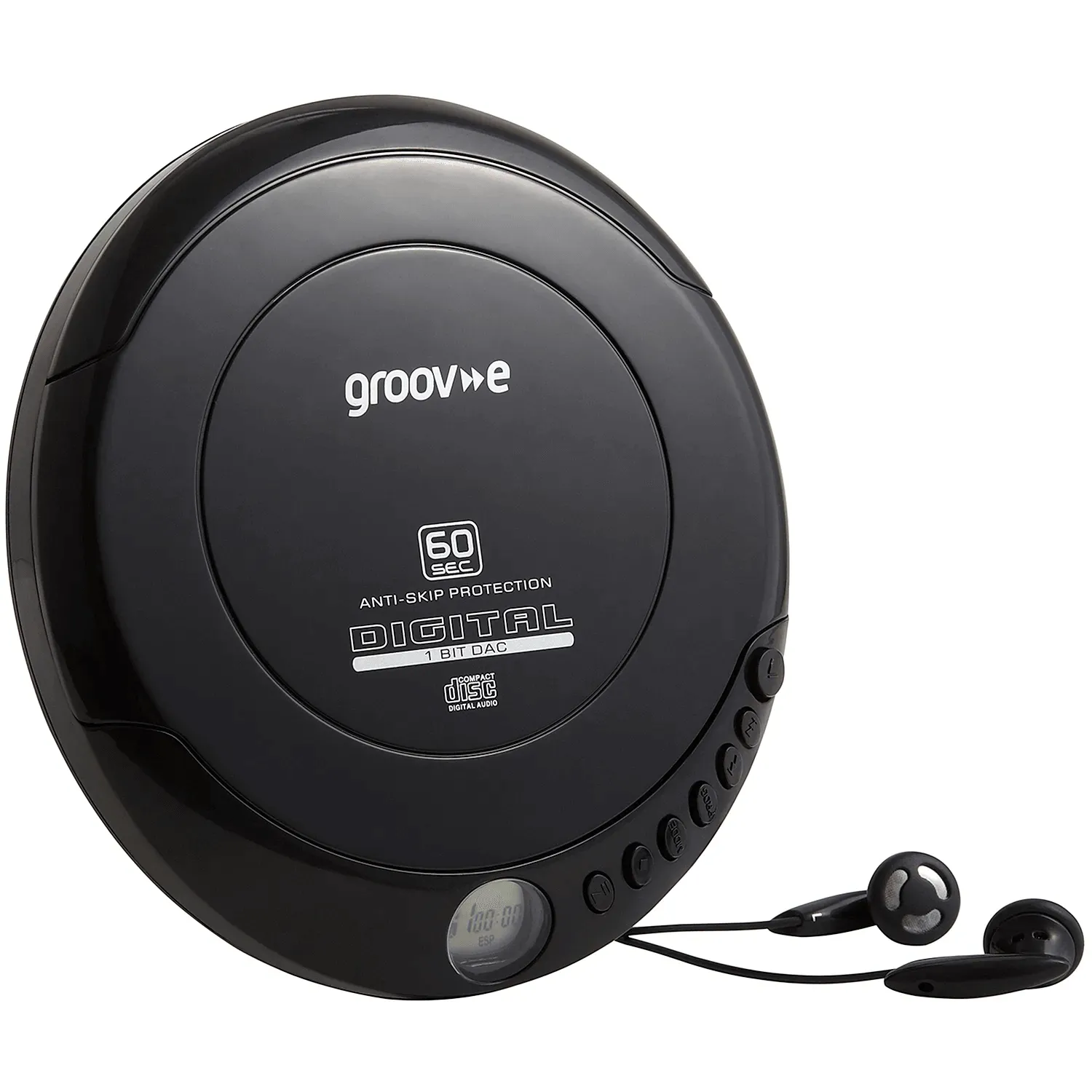 Groov-e Retro Personal CD Player with Earphones - Black | GVPS110BK