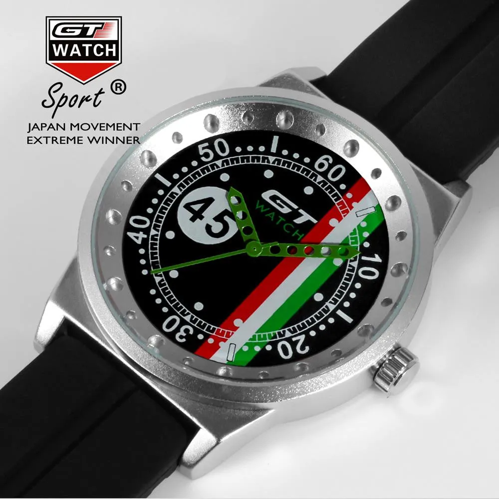 GT WATCH No.45 Driver Car Racing Sport Relojes Men's Fashion Wristwatch Silicone Strap Quartz Dress Military Women Causal Watch