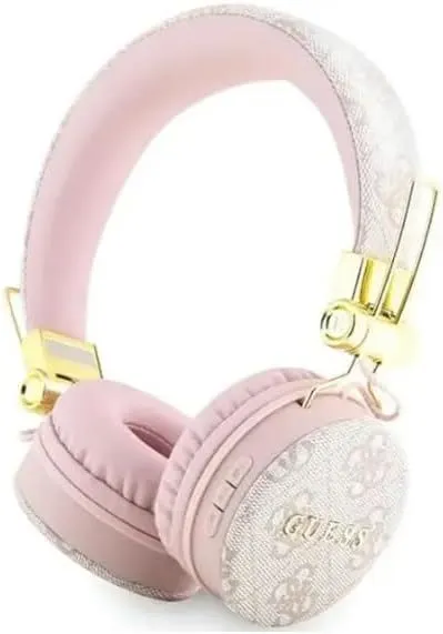 Guess 4G PU Leather with Metal Logo Wireless Headphones Pink - GUBH704GEMP