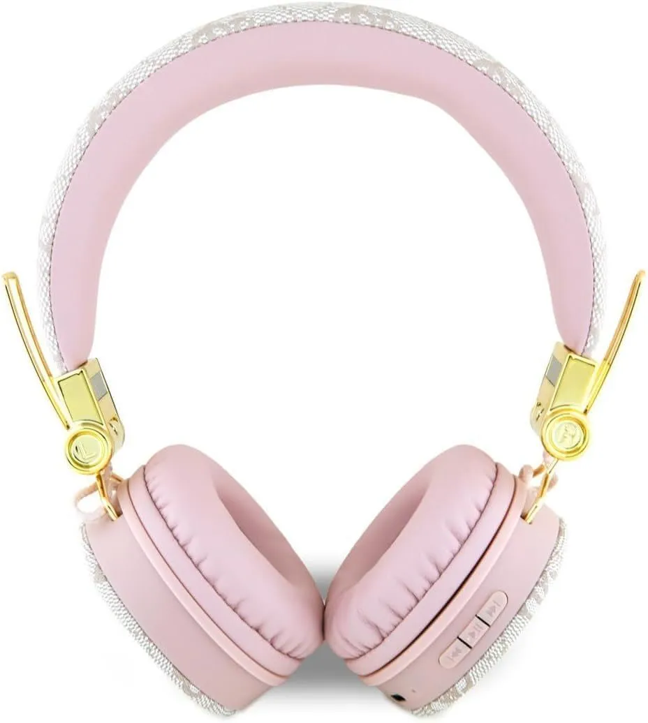 Guess 4G PU Leather with Metal Logo Wireless Headphones Pink - GUBH704GEMP