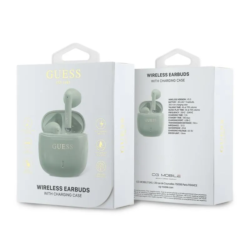 Guess Printed Classic Logo TWS Wireless Earphones Green- GUTWSJ14ESGN