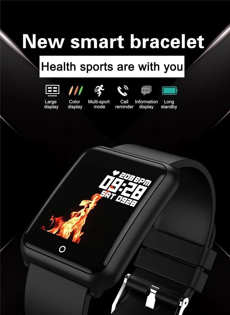 Heart Rate Fitness Smartwatch Tracker Sport Bluetooth Digital Wrist For iPhone Samsung Xiaomi