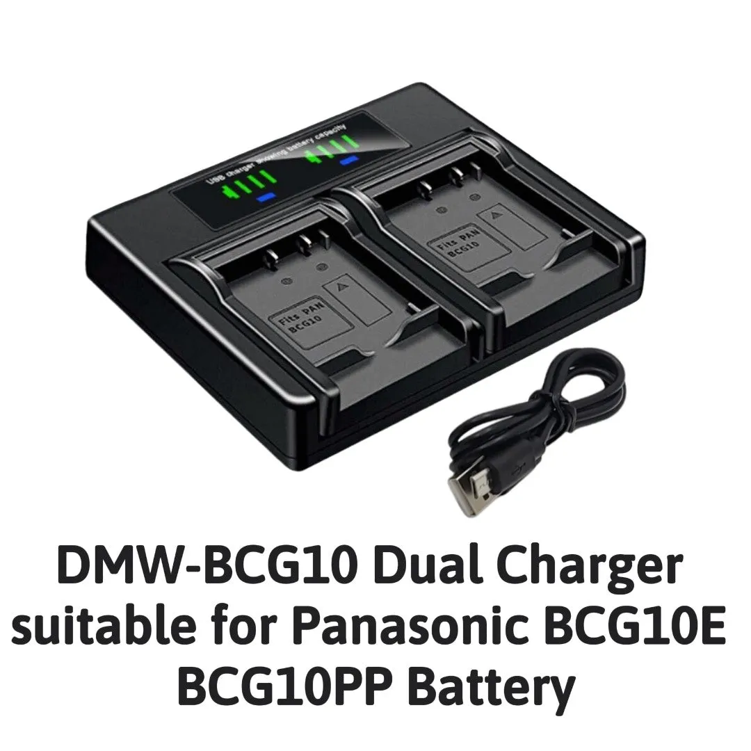 Hridz BCG10 Dual Battery Charger For Panasonic DMW-BCG10 Lumix DMC-TZ31 TZ35 TZ65 TZ6 TZ7