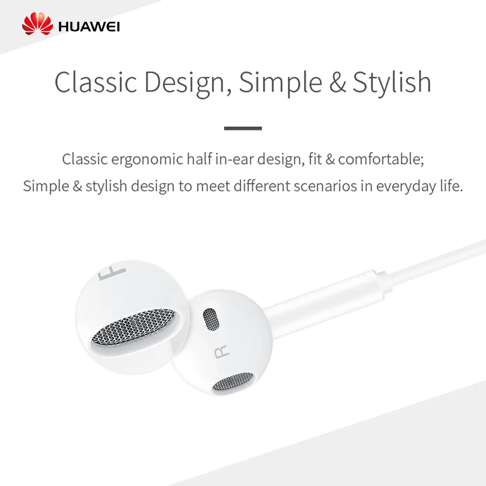 HUAWEI CM33 Classic Earphones (USB-C Edition) Half In-ear Corded Headset Handsfree Hi-Res High-Resolution Audio Immersive Wired Headphone with Mic