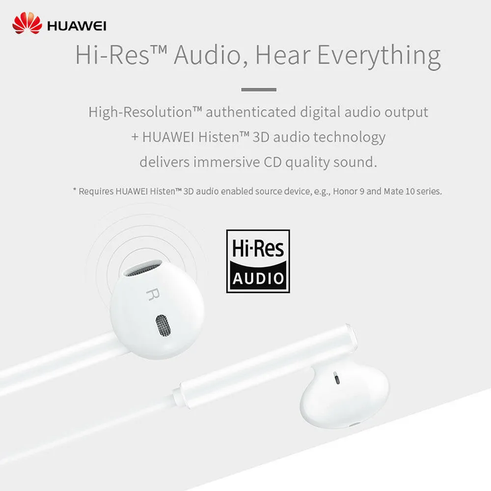 HUAWEI CM33 Classic Earphones (USB-C Edition) Half In-ear Corded Headset Handsfree Hi-Res High-Resolution Audio Immersive Wired Headphone with Mic