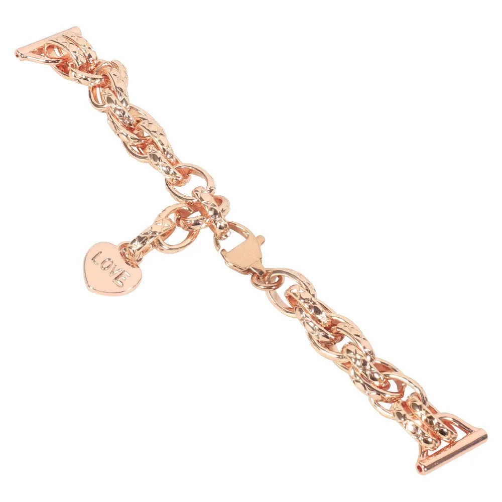 Huawei stainless steel replacement bracelet with heart pendant and lobster clasp with 20mm bar width - rose gold