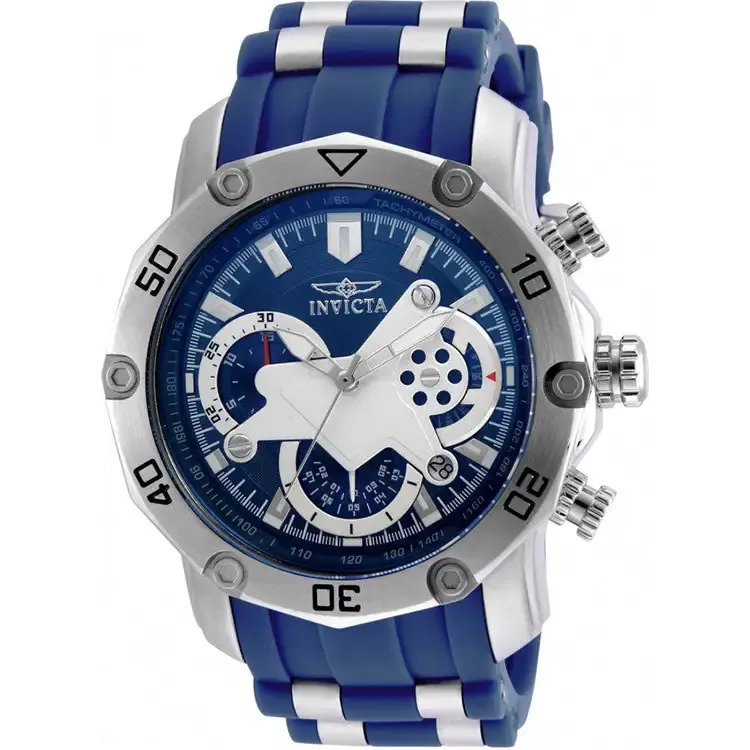 Invicta Men's Pro Diver 100m Stainless Steel Chronograph Blue Dial Watch 22796