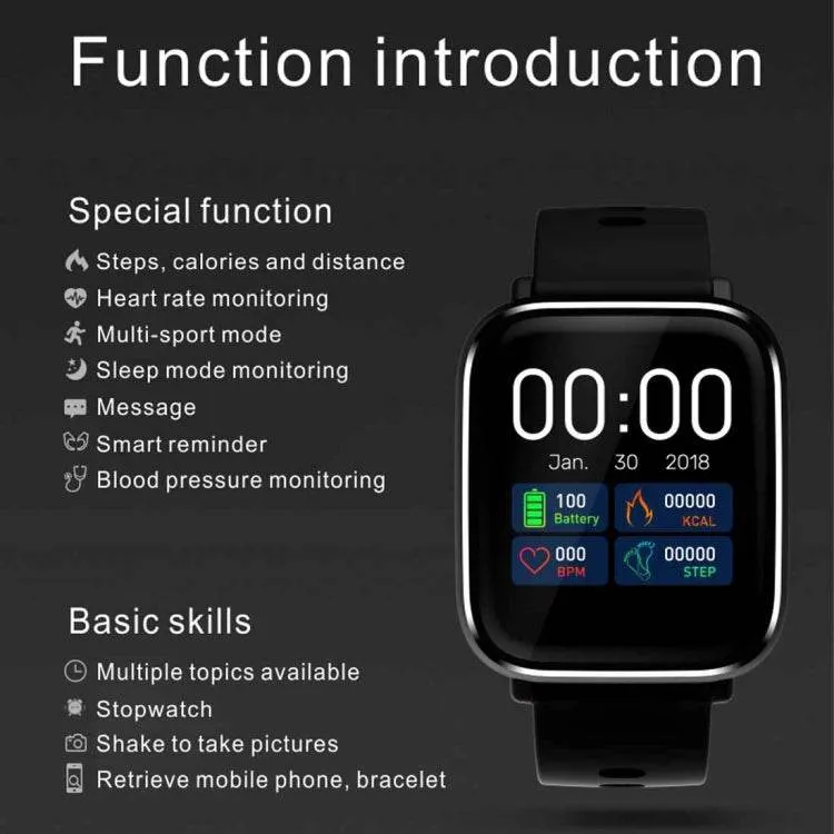 IP67 Waterproof Smartwatch with 1.3" TFT Touch Screen, Heart Rate & Blood Pressure Monitoring, Call Alerts, and Sleep Tracking