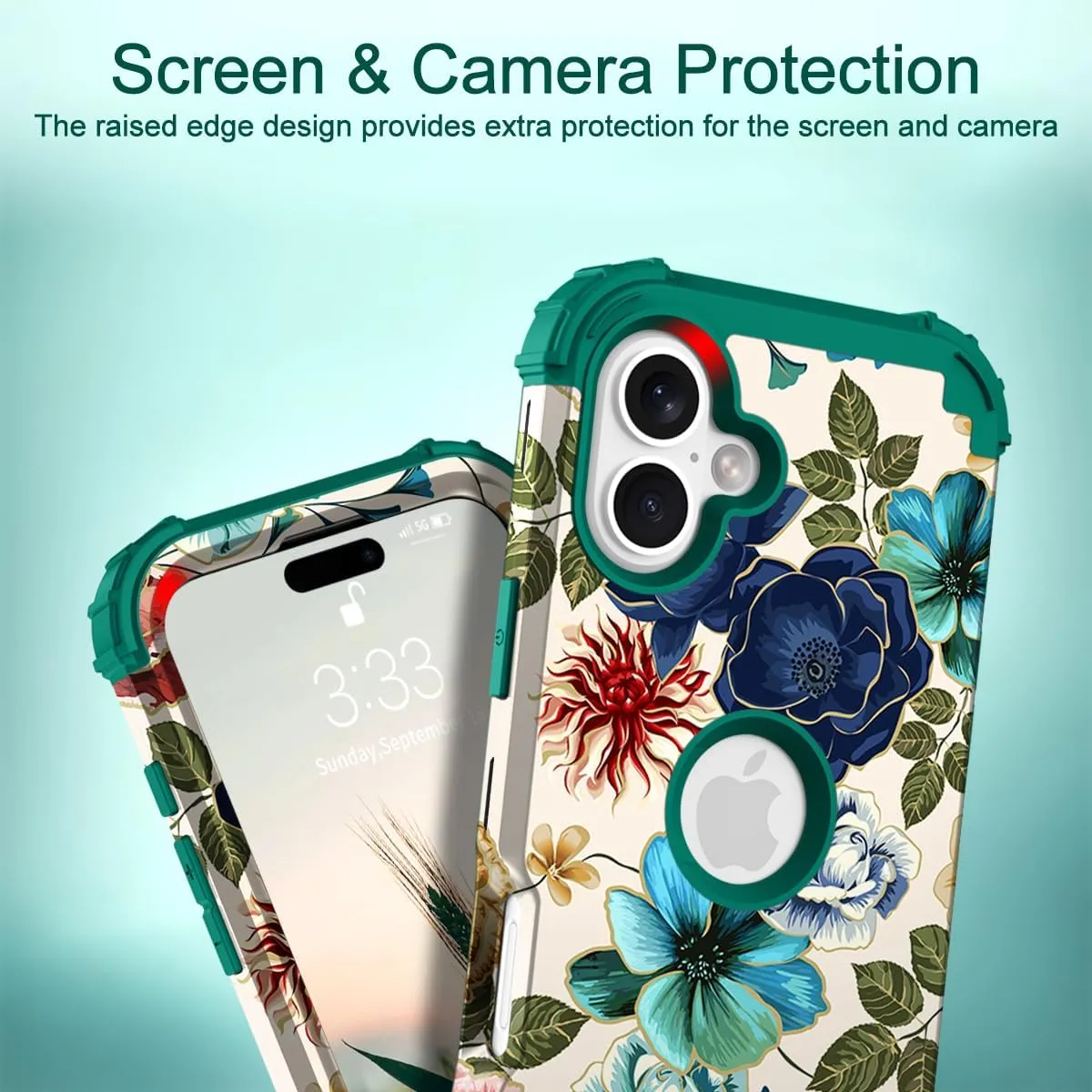 iPhone 16 Case 6.1", Heavy Duty Shockproof Protection Soft Silicone Bumpers Hybrid Protective Case