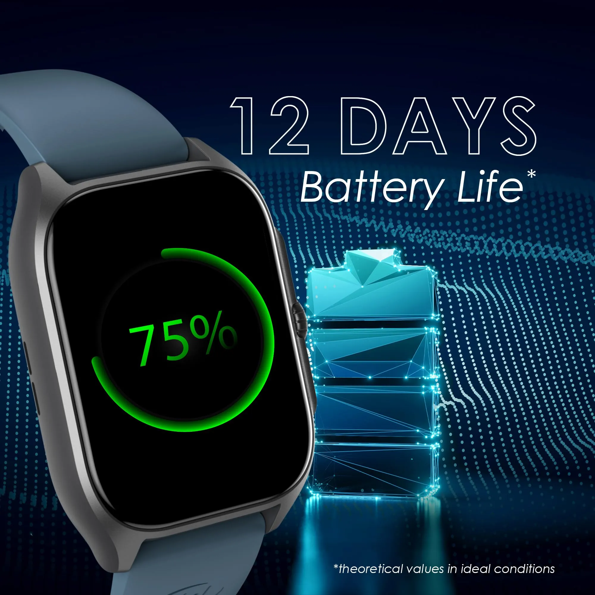 itel 2ES 1.8'' HD IPS Display Smartwatch with Bluetooth Calling, Upto 12 Days Battery, 50 Sports Mode, Heart Rate Sensor, SpO2 Monitoring and IP68 Water Resistant (Blue)