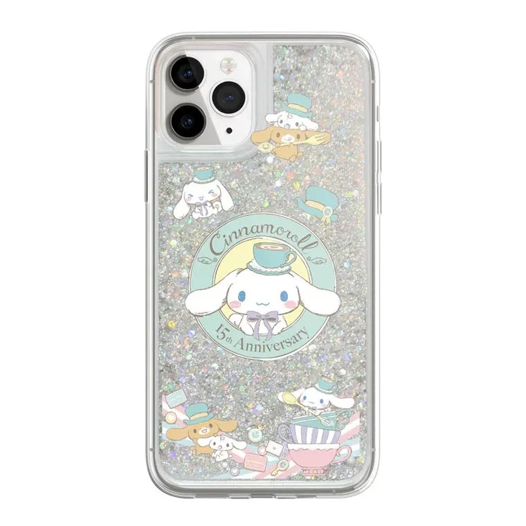 Japanese Cartoon Cinnamoroll Alice Tea Party - Silver Glitter QuickSand iPhone Case 6 7 8 PLUS SE2 XS XR X 11 12 13 14 15 Pro Promax 12mini 13mini