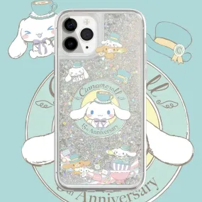 Japanese Cartoon Cinnamoroll Alice Tea Party - Silver Glitter QuickSand iPhone Case 6 7 8 PLUS SE2 XS XR X 11 12 13 14 15 Pro Promax 12mini 13mini