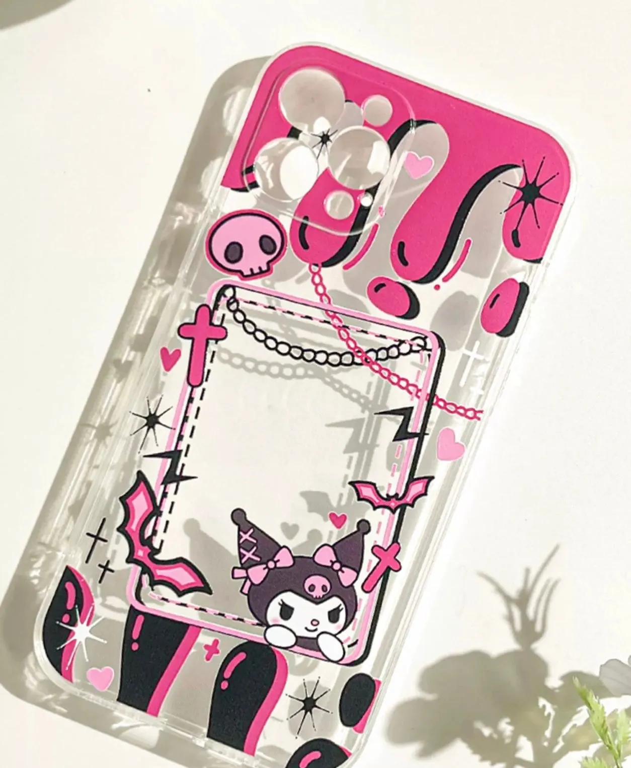 Japanese Cartoon Kuromi KU with Dessert Photo Frame iPhone Case 6 7 8 PLUS SE2 XS XR X 11 12 13 14 15 Pro Promax 12mini 13mini