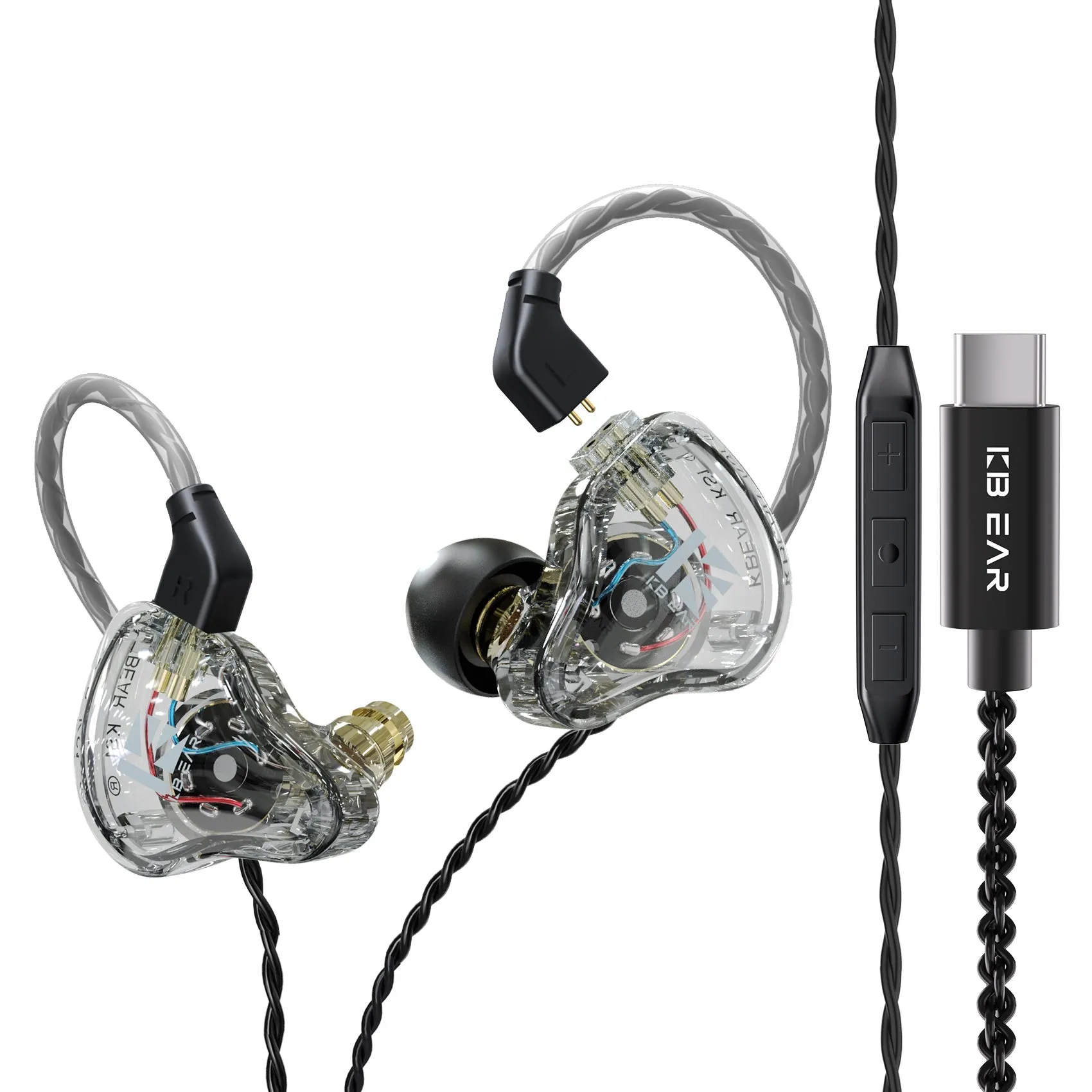 【KBEAR KS1】In Ear Monitor Super Bass Wired Earbuds, Crystal Clear Sound IEM Headphones, High Resolution Noise Canceling for Singers