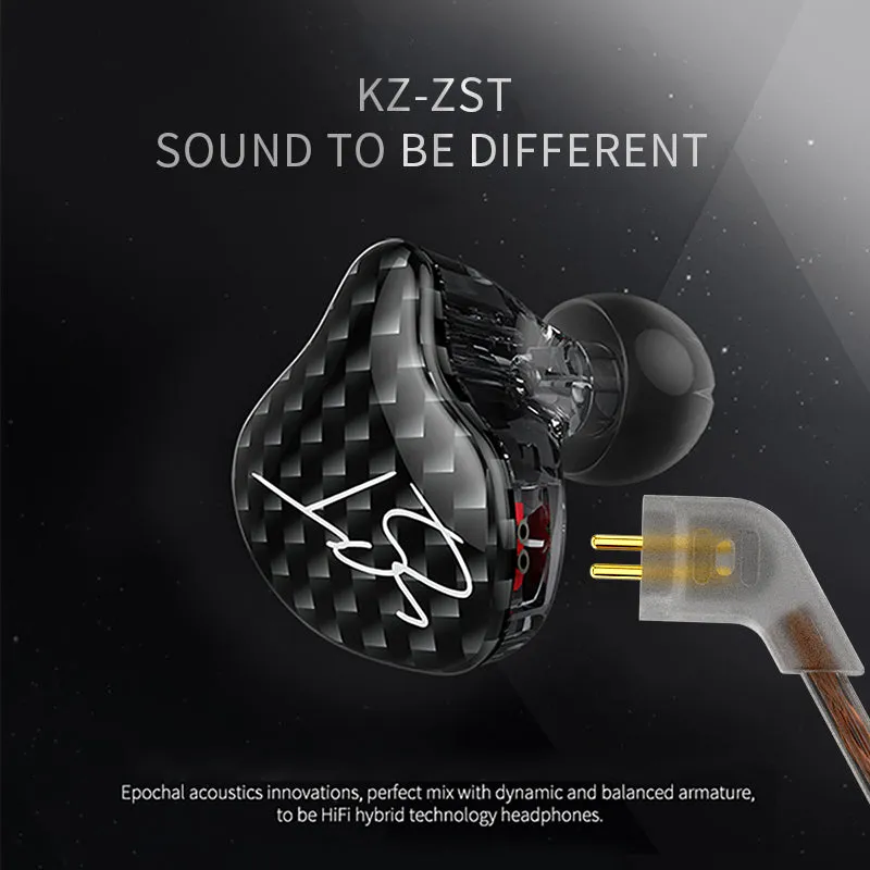 【KZ ZST】 Hybrid Gaming Earbuds Banlance Armature with Dynamic in-Ear Earphone 1BA 1DD HiFi Headset in Ear Monitors Headphones Wired  Colorful Earbuds IEM Earphones